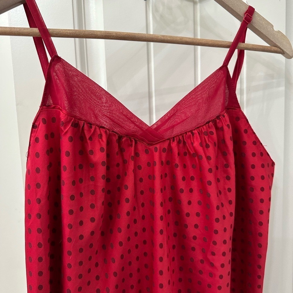 Cabernet Red Polka Dot Nightgown with chiffon trim sz‎ Medium - Picture 2 of 6